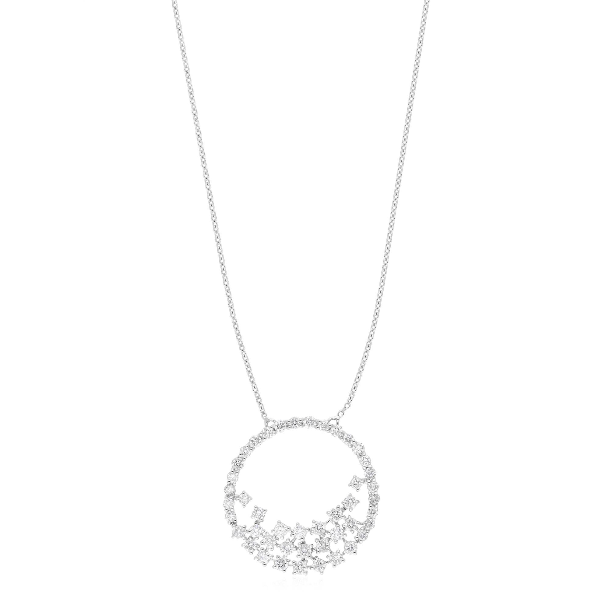 2 Carat SI Clarity HI Color Diamond Charm Pendant Necklace 14 Karat White Gold For Sale 1