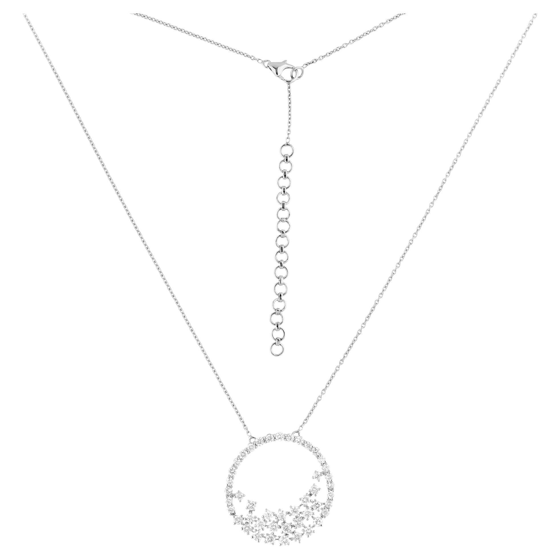 2 Carat SI Clarity HI Color Diamond Charm Pendant Necklace 14 Karat White Gold