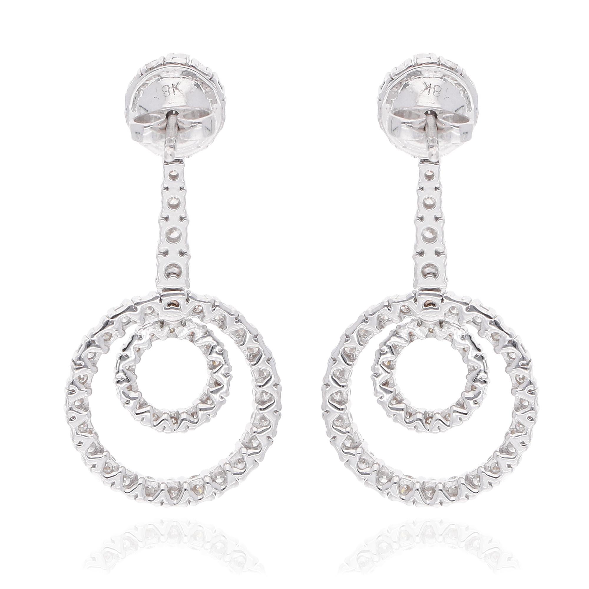 2 Karat SI Reinheit HI Farbe Diamant Kreis-Ohrringe 18 Karat Weißgold im Zustand „Neu“ im Angebot in Diera, Dubai
