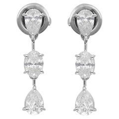 Orecchini a goccia con diamante da 2 carati SI Clarity HI Color Oro bianco 18 carati