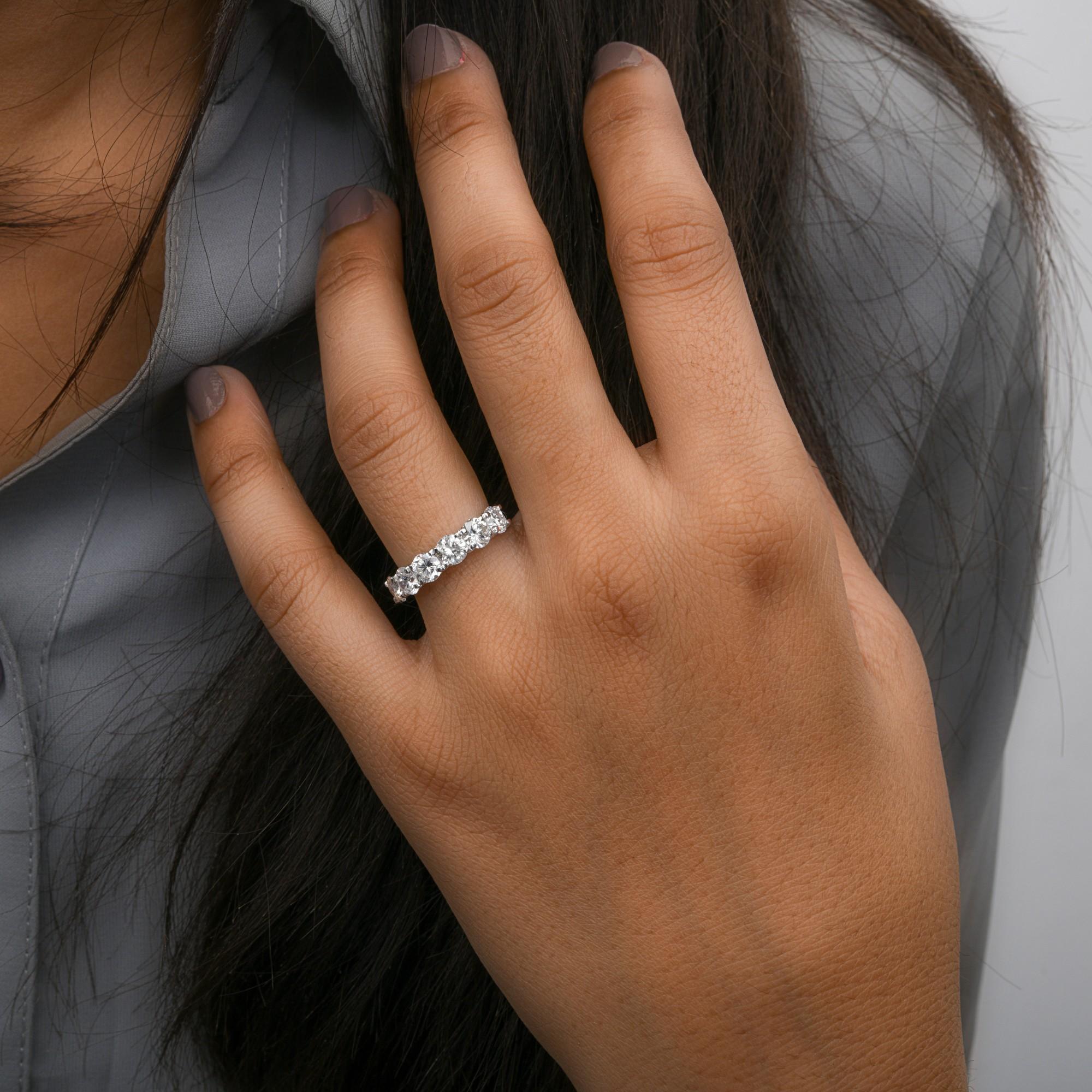 En vente :  2 Carat SI Clarity HI Color Diamond Half Eternity Band Ring 14k White Gold 2