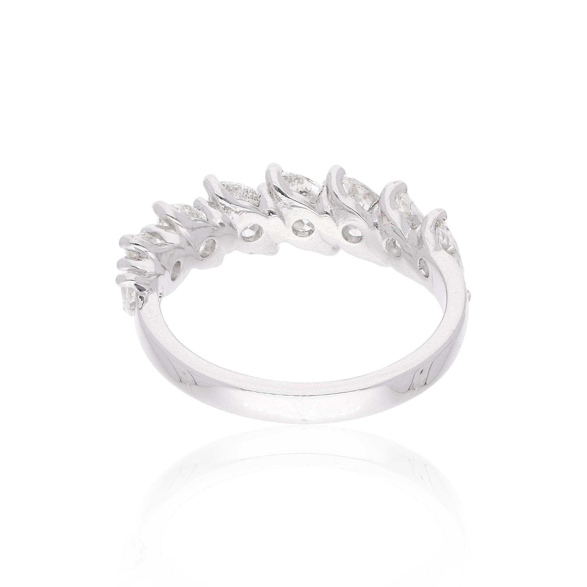 Bague à demi-anneau en or blanc 14 carats avec diamant marquise de 2 carats de pureté SI Pour femmes en vente