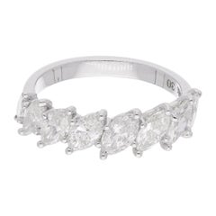 Bague demi-anneau en or blanc 18 carats avec diamant marquise de 2 carats de pureté SI