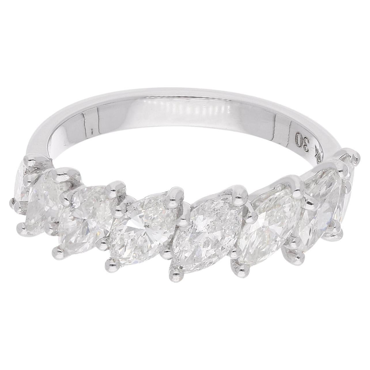 2 Carat SI Clarity HI Color Marquise Diamond Half Band Ring 18 Karat White Gold