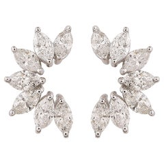 2 Carat SI Clarity HI Color Marquise Diamond Stud Earrings 18 Karat White Gold