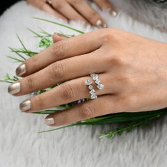 2 Carat SI Clarity HI Color Multi Cut Diamond Wrap Ring 14 Karat White Gold