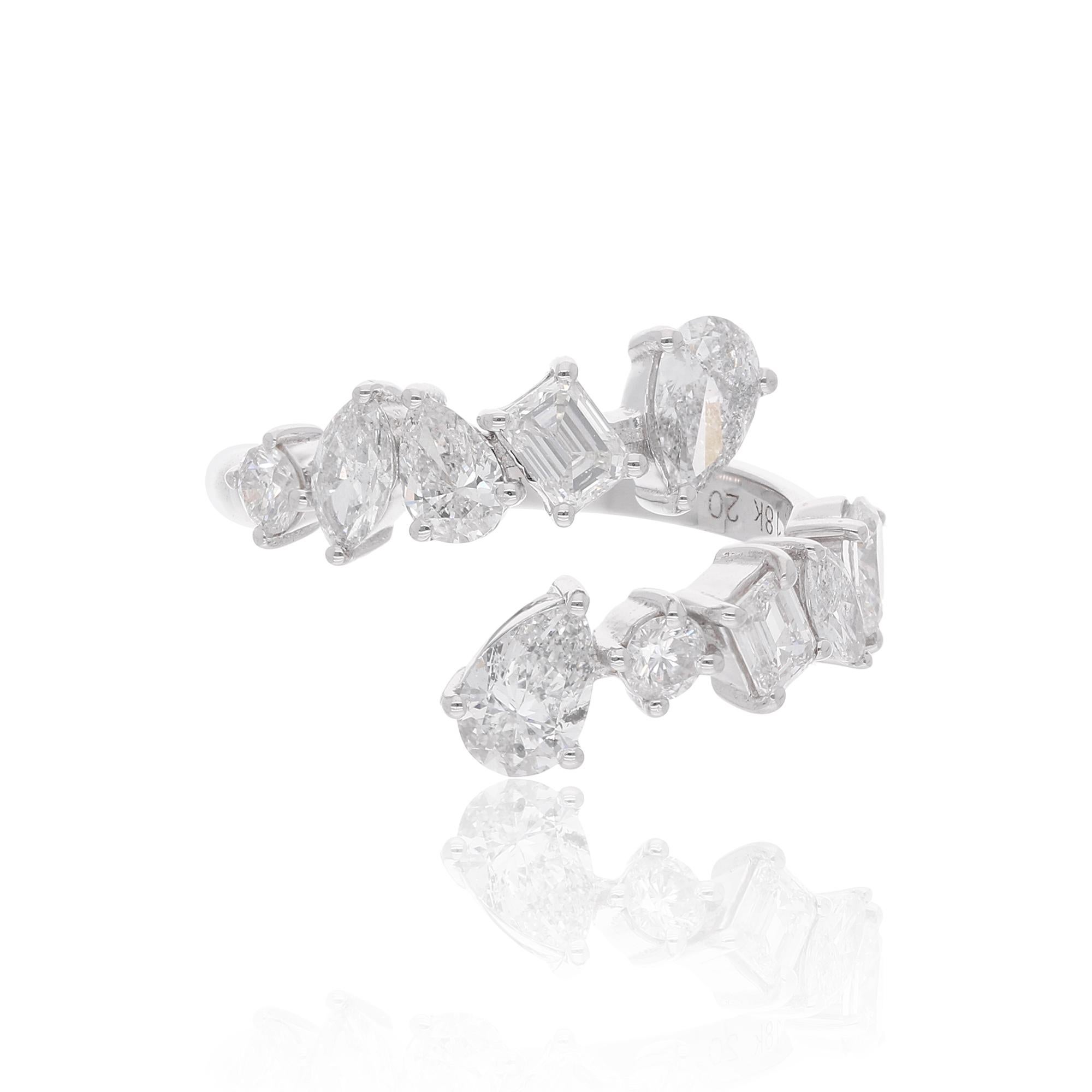 2 Karat SI Reinheit HI Farbe Multi Cut Diamant Wrap Ring 18 Karat Weißgold