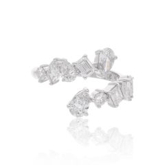 2 Karat SI Reinheit HI Farbe Multi Cut Diamant Wrap Ring 18 Karat Weißgold