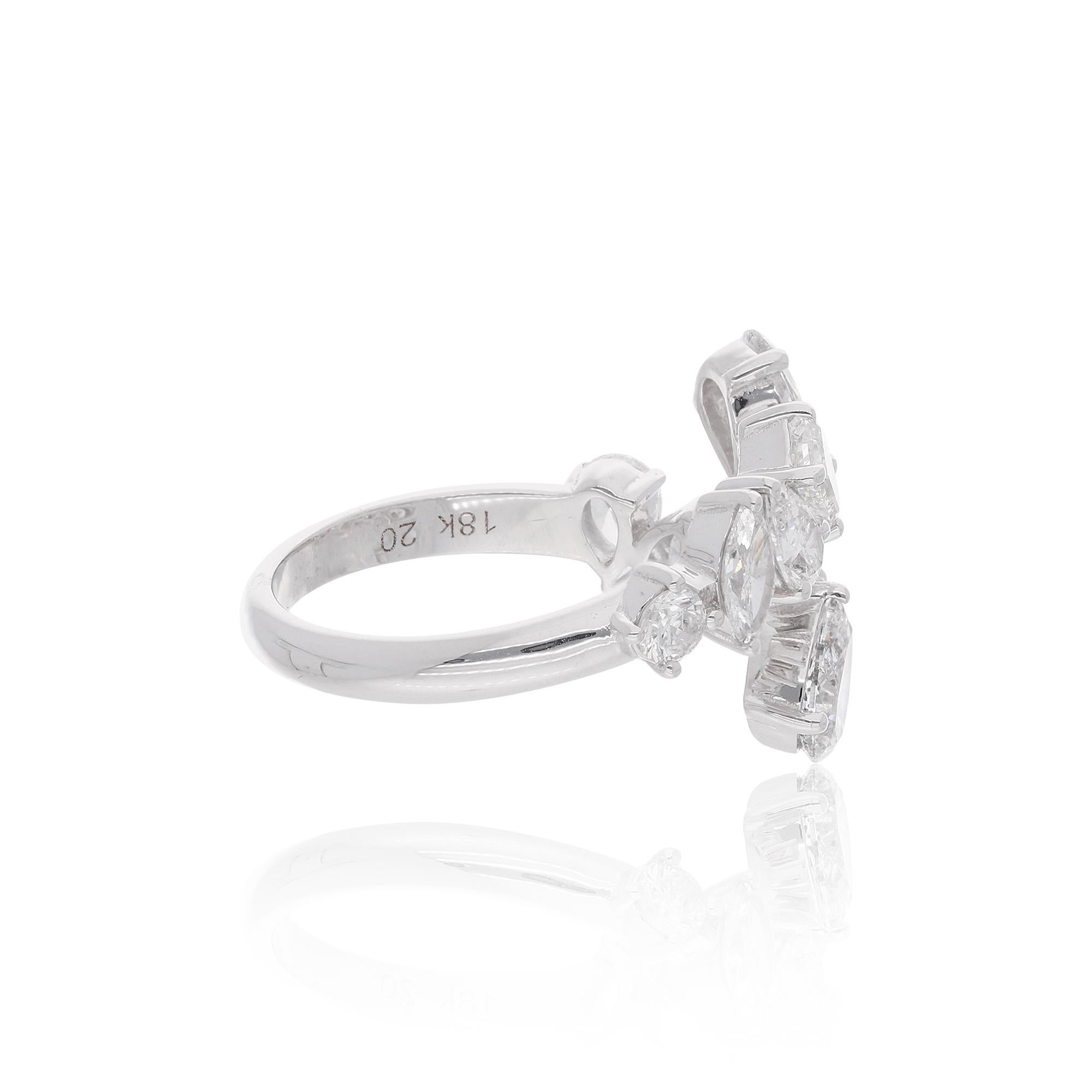 For Sale:  2 Carat SI Clarity HI Color Multi Shape Diamond Ring 18 Karat White Gold Jewelry 2