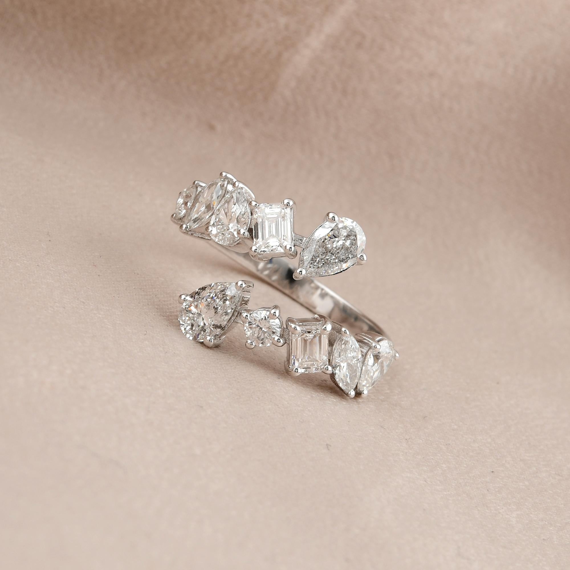 For Sale:  2 Carat SI Clarity HI Color Multi Shape Diamond Ring 18 Karat White Gold Jewelry 3