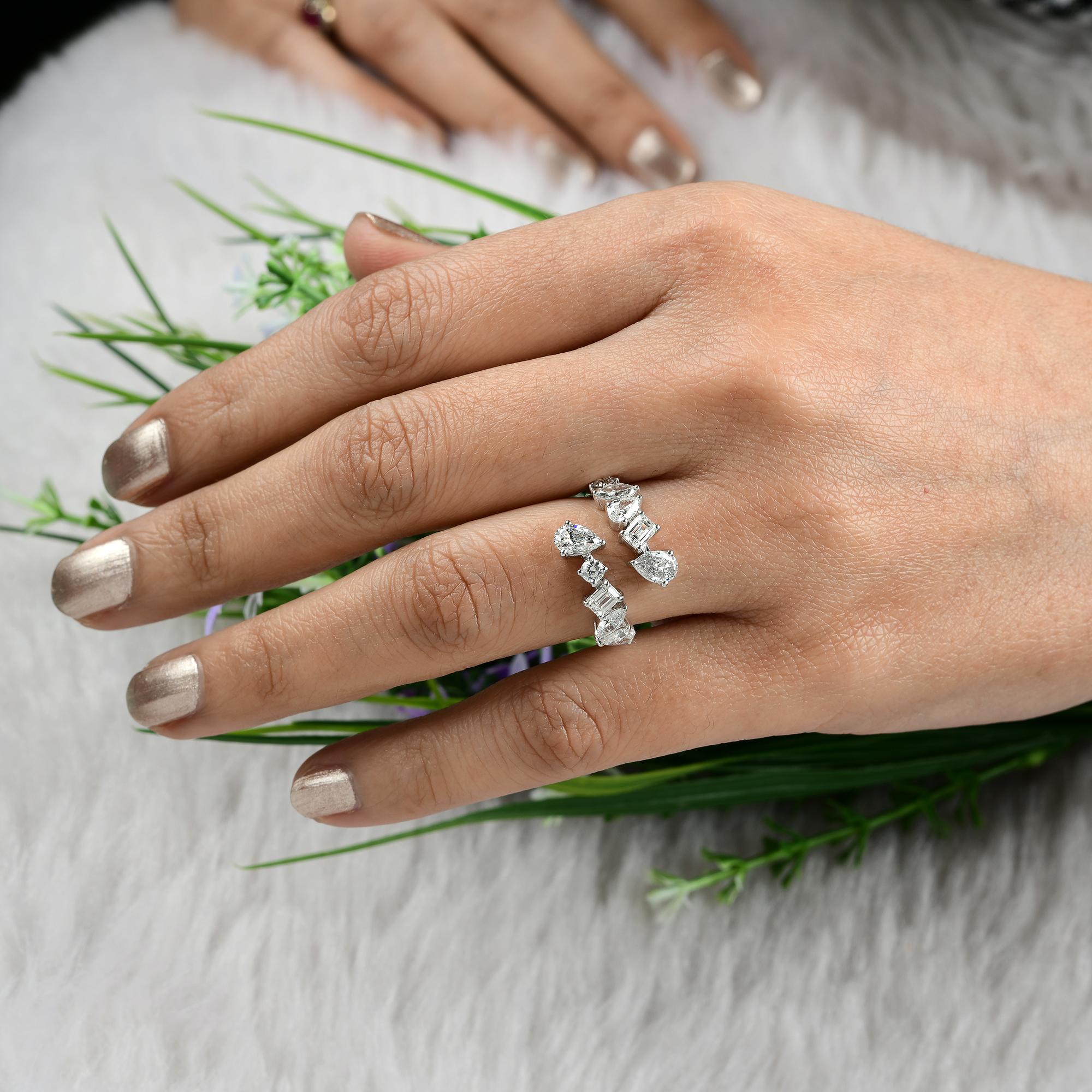 For Sale:  2 Carat SI Clarity HI Color Multi Shape Diamond Ring 18 Karat White Gold Jewelry 4