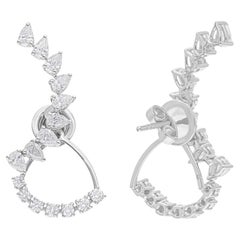 2 Carati SI Chiarezza HI Colore Diamante rotondo Oro Bianco 10 Carati Orecchini a giacca