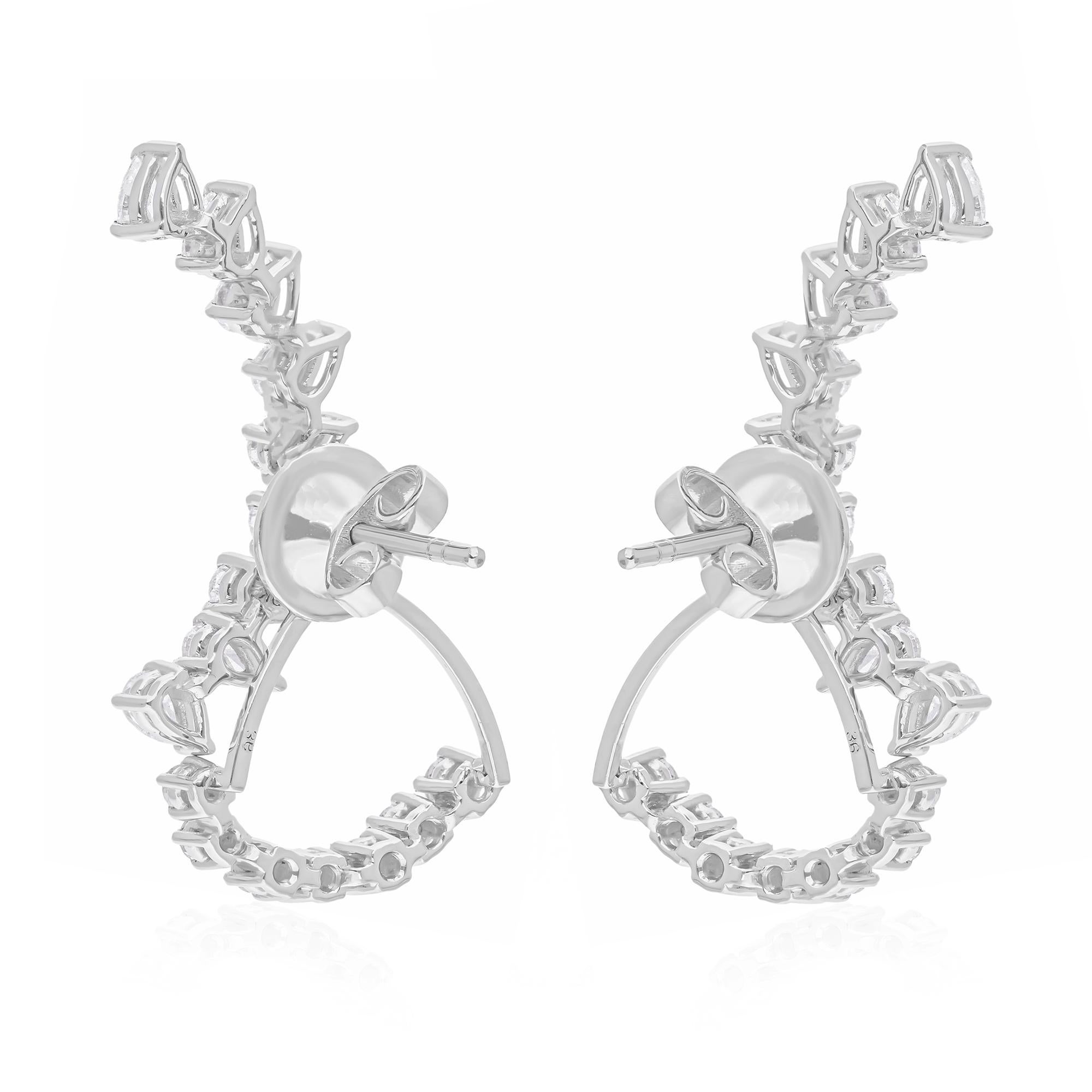 Women's 2 Carat SI Clarity HI Color Round Diamond 14 Karat White Gold Jacket Earrings For Sale