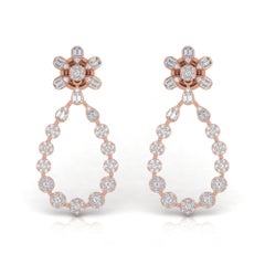 2 Karat SI/H Baguette-Diamant-Ohrringe aus 18 Karat Roségold mit rundem Brillantschliff