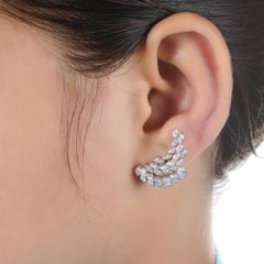 2 Carat SI/H Marquise Cut Diamond Leaf Stud Earrings 14 Karat White Gold Jewelry
