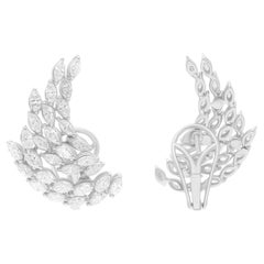 Pendientes Hoja de Diamante Corte Brillante Marquesa SI/H 2 Quilates Oro Blanco 14 Kilates