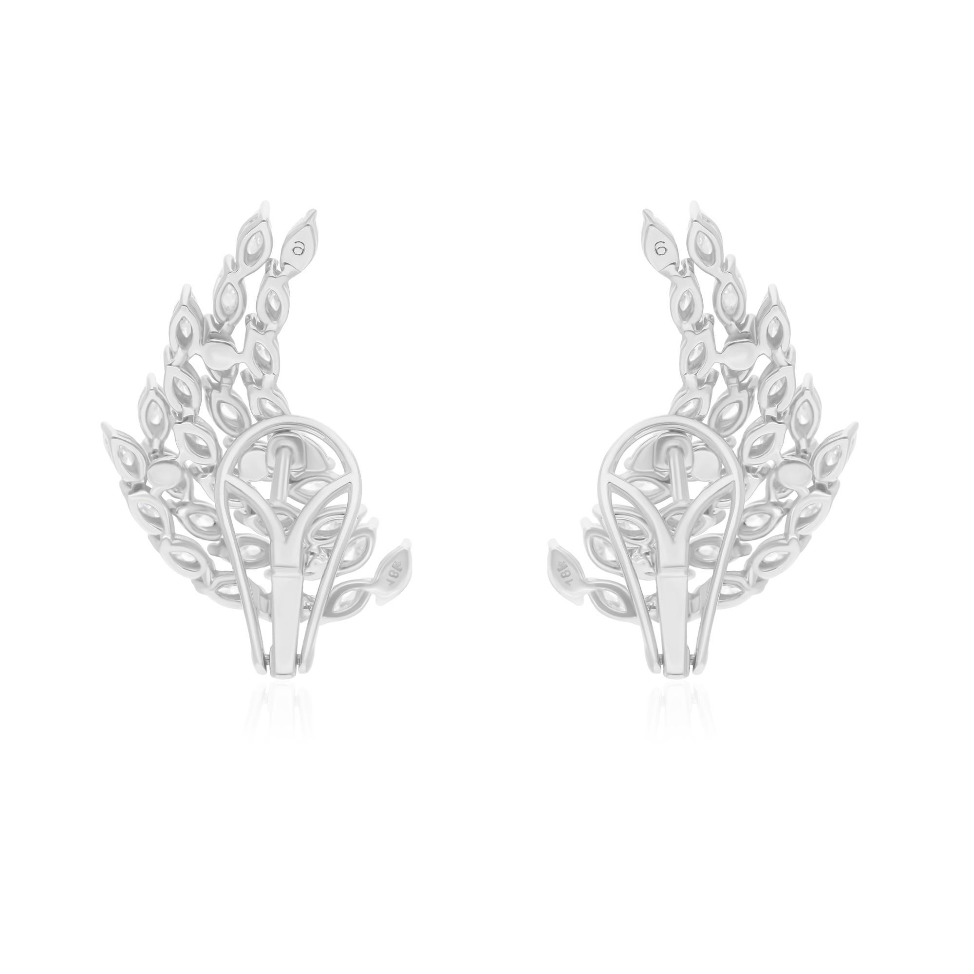 2 Carat SI/H Marquise Brilliant Cut Diamond Leaf Earrings 18 Karat White Gold In New Condition For Sale In Diera, Dubai