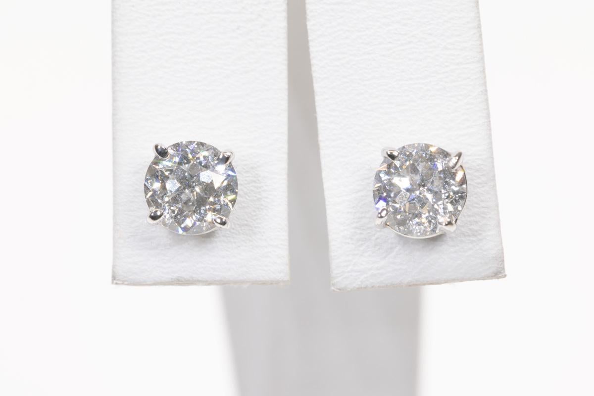 Round Cut 2 Carat Sirius Star Diamond Stud Earrings
