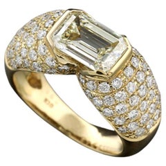 2 Carat Solitaire emerald cut diamond brilliant cut diamonds 1.20 ct Ring