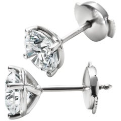 2 Carat Solitaire Traceable Diamond Ear Studs In 18k White Gold, Rocks For Life