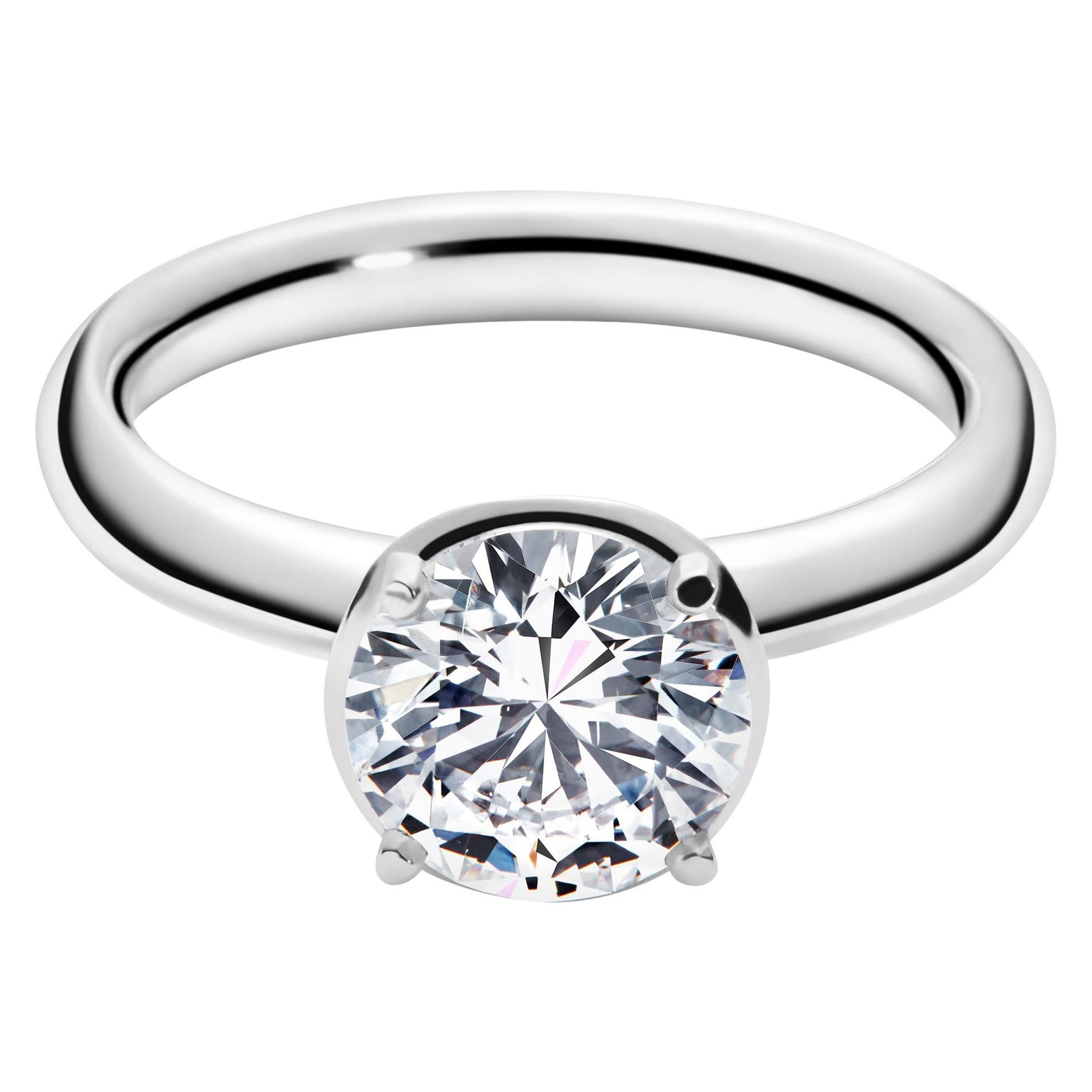 For Sale:  2 Carat Solitaire Traceable Diamond Ring in 18 Karat White Gold, Rocks for Life