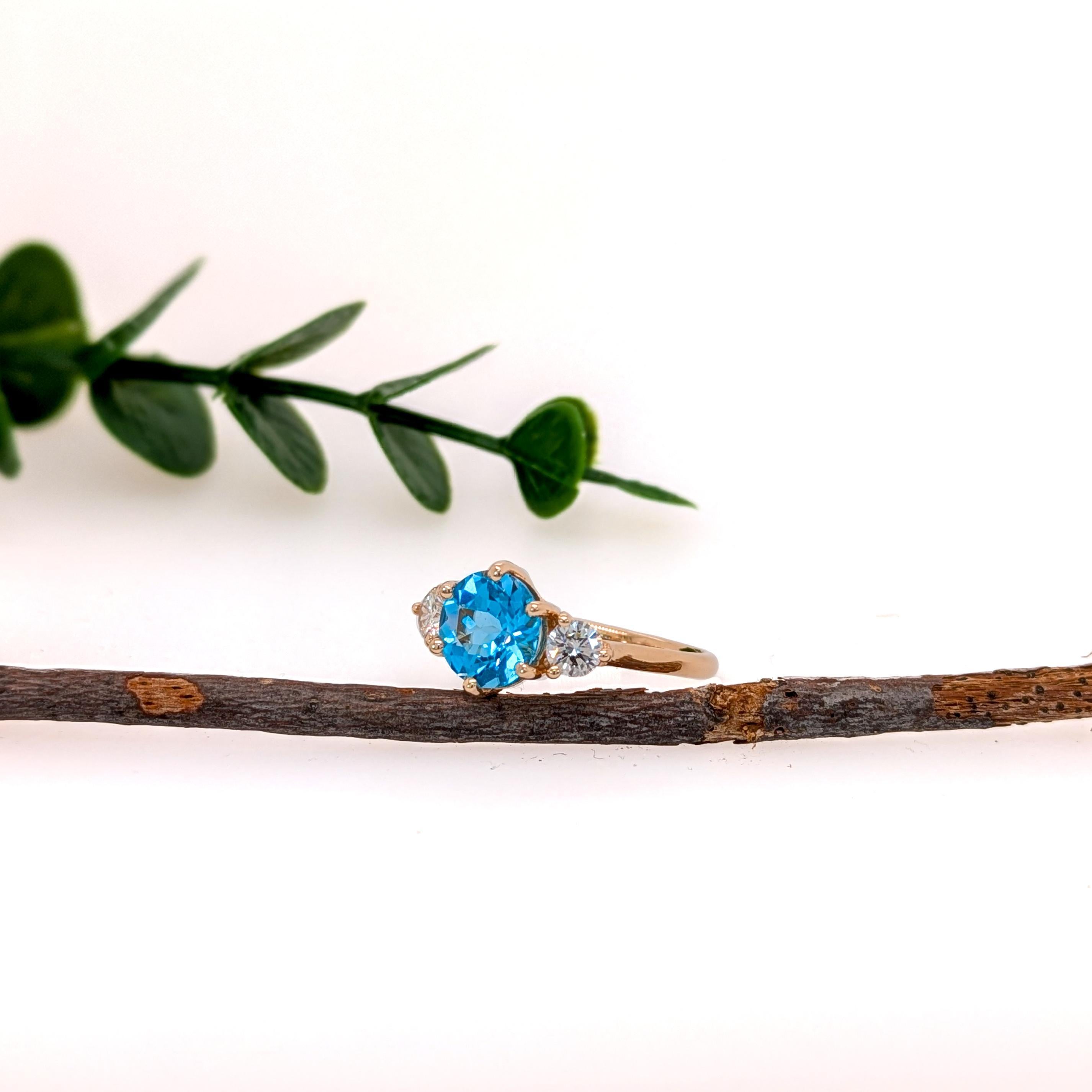 Taille ronde Bague suisse topaze de 2 carats avec diamants naturels en or jaune massif 14 carats  RD 8mm en vente