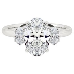 Used 2 Carat Three-Stone Oval Diamond Engagement Ring in Platinum