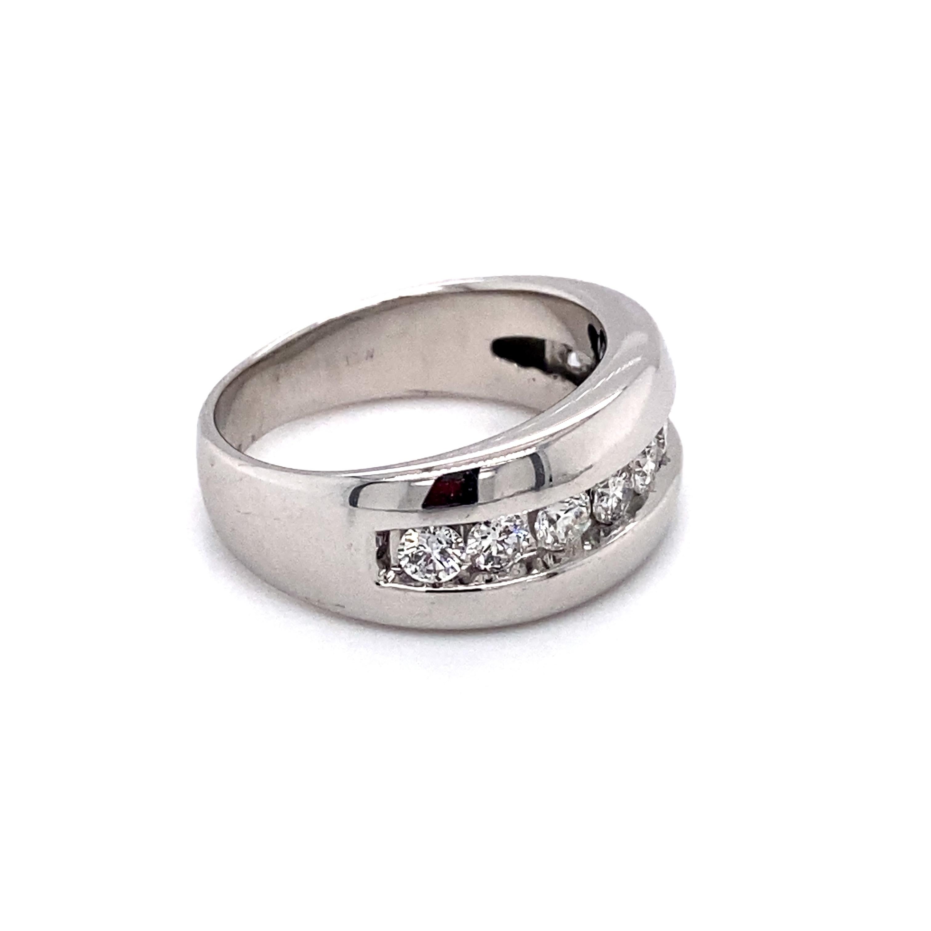 Modern 2 Carat Total Diamond Wedding Band in 14 Karat White Gold For Sale