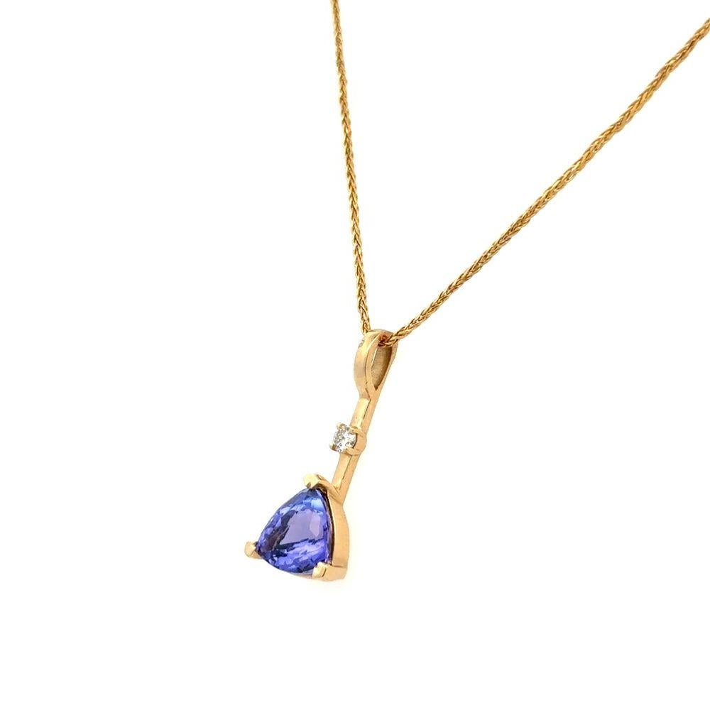 Taglio trillion Collana vintage con tanzanite da 2 carati e diamanti RBC in vendita