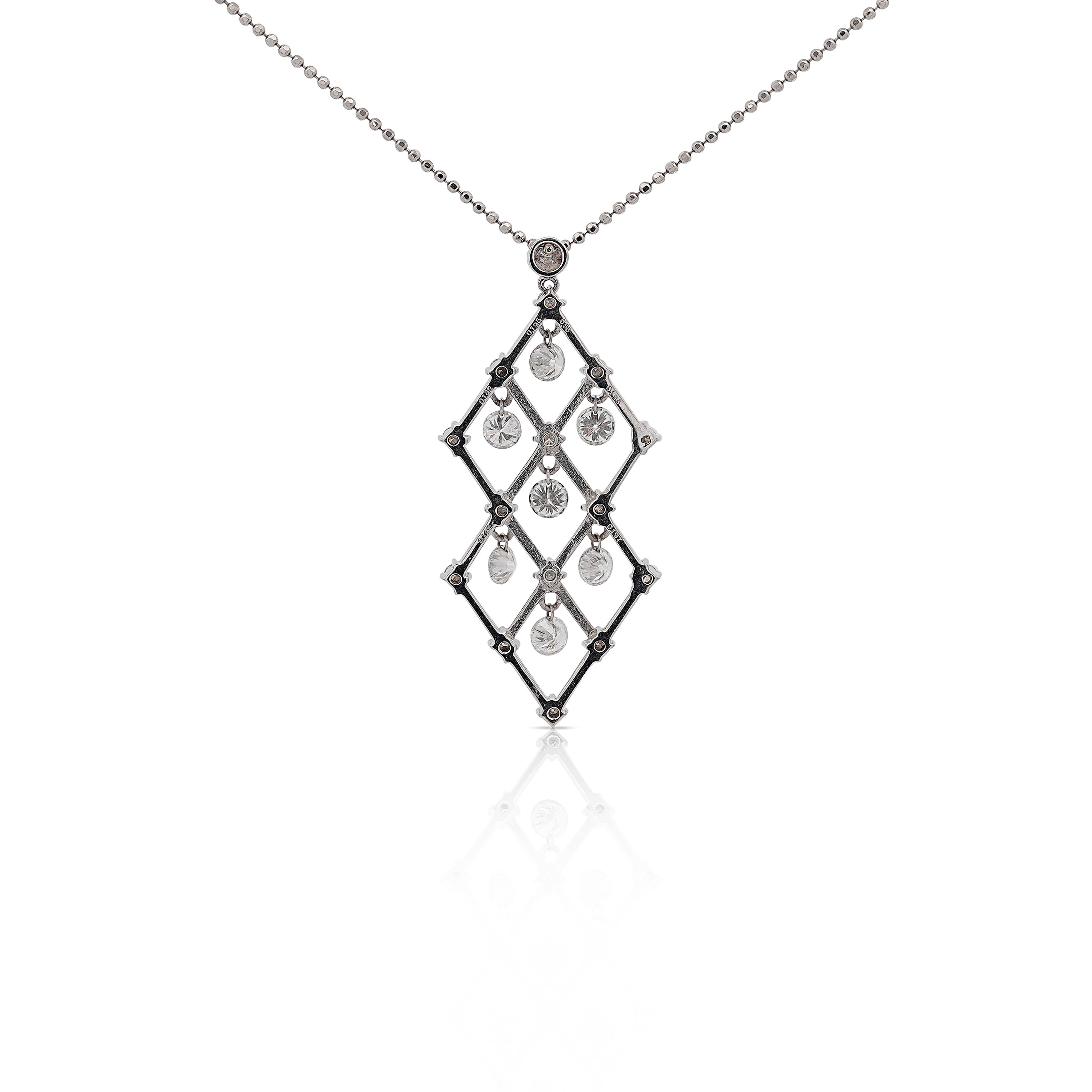 Art Déco Collana con ciondolo in platino con diamante da 2 carati tw in vendita