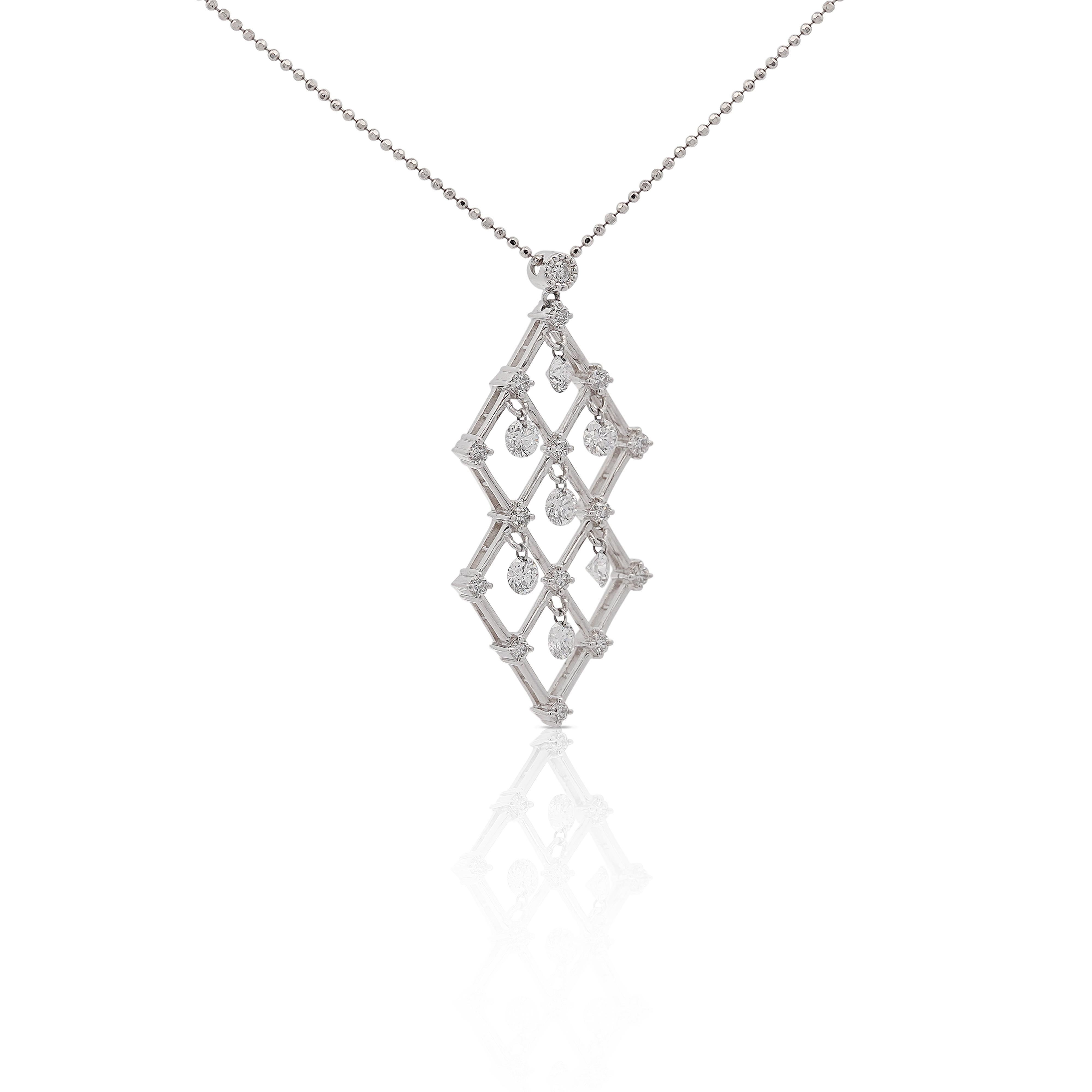 Collana con ciondolo in platino con diamante da 2 carati tw in vendita 2