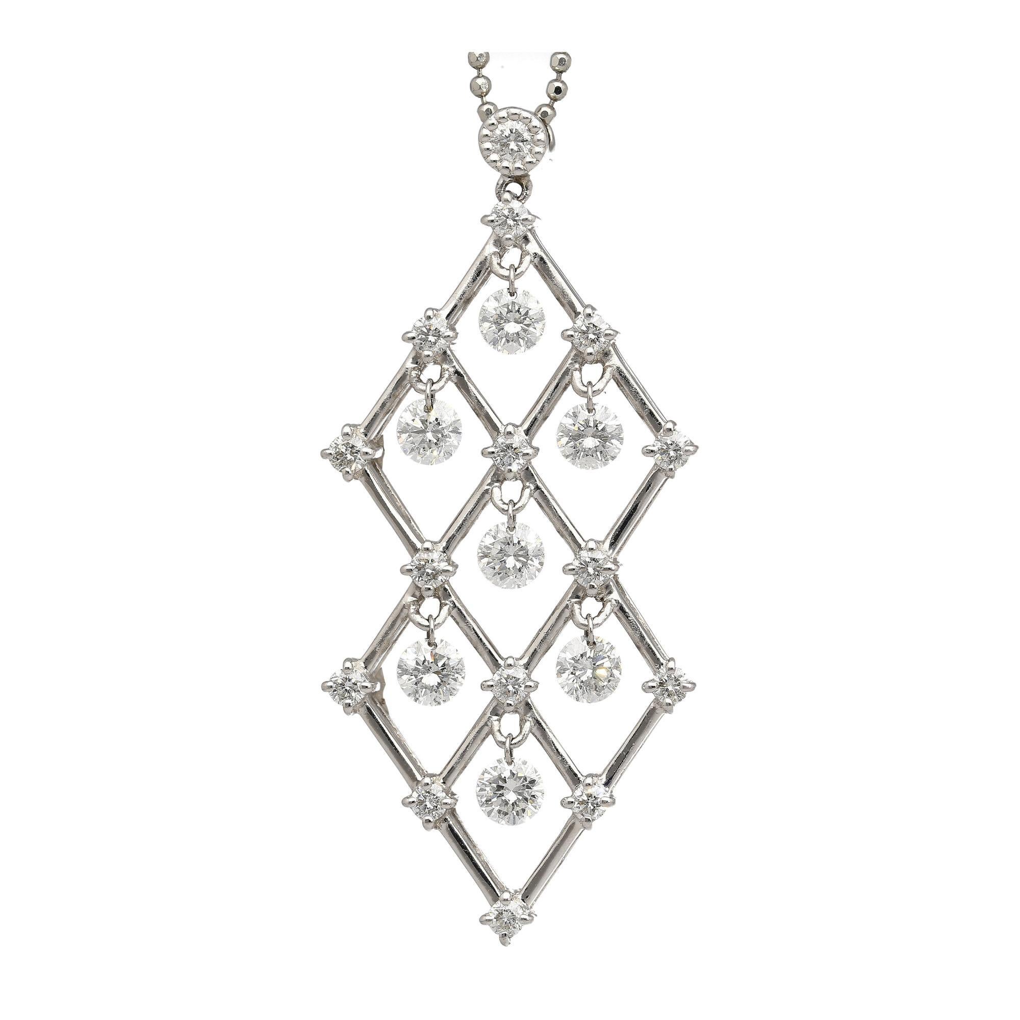 Collana con ciondolo in platino con diamante da 2 carati tw in vendita 3
