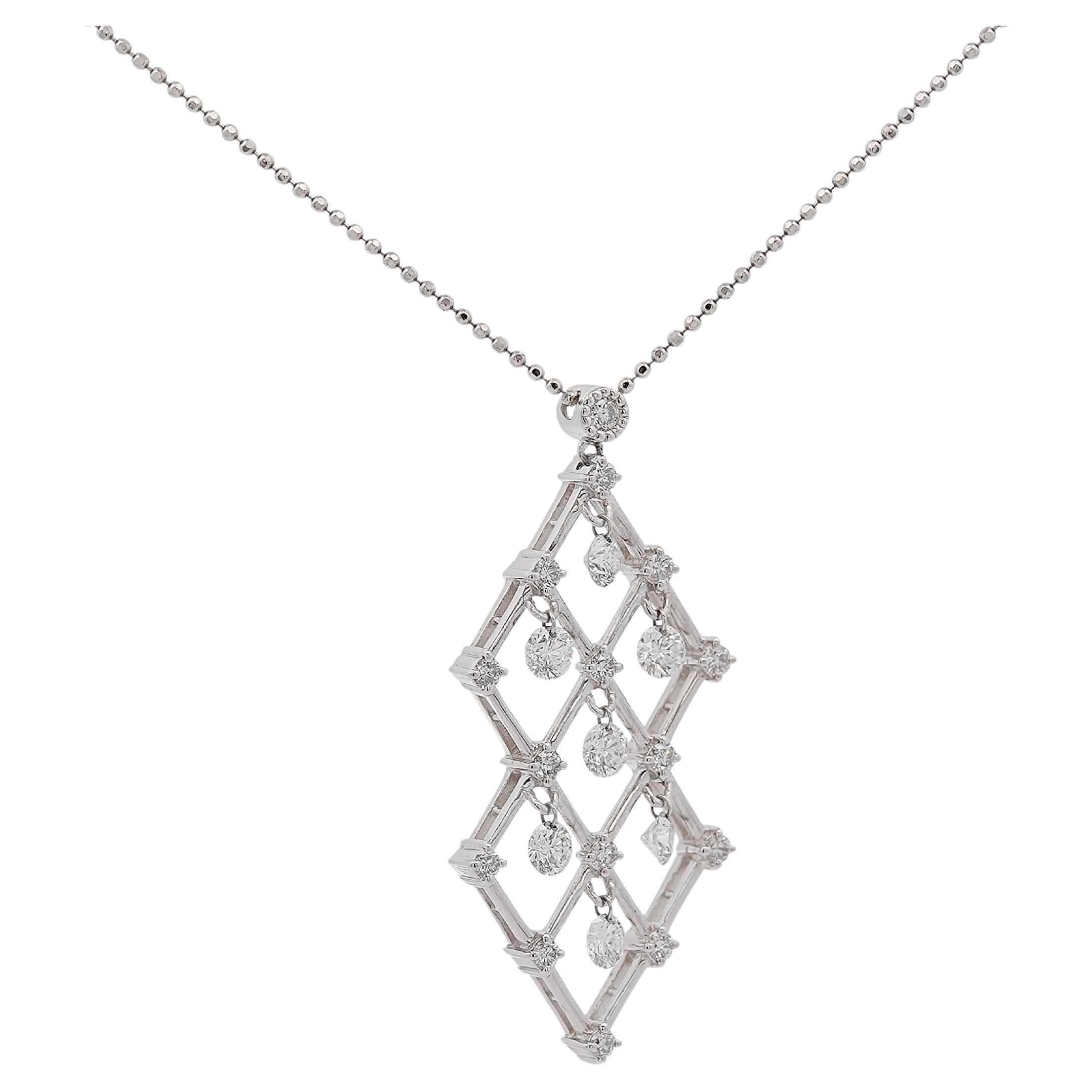 Collar colgante de platino con diamantes de 2 quilates tw