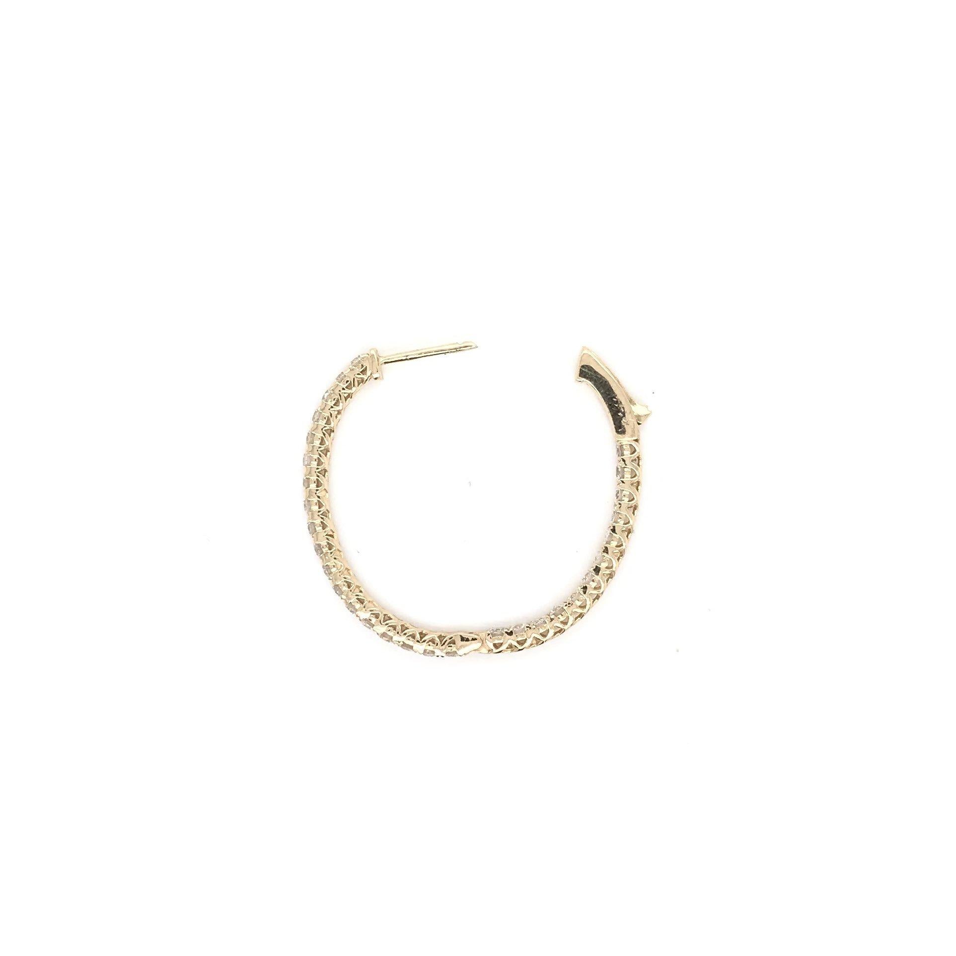 2 Carat Tw Diamond in & Out Hoop Earrings 14k Yellow Gold In New Condition In Montgomery, AL