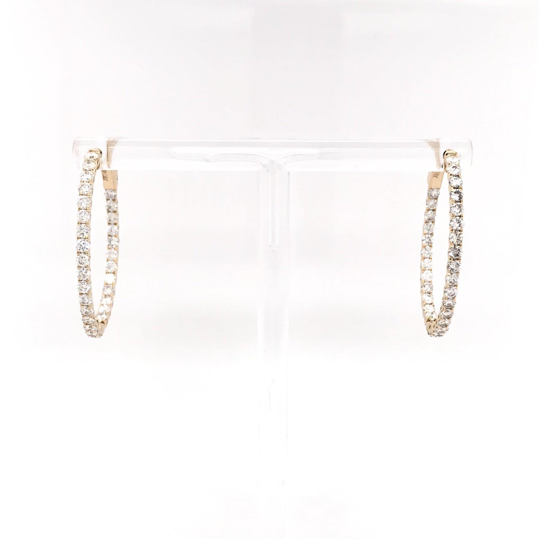 2 Carat Tw Diamond in & Out Hoop Earrings 14k Yellow Gold 1