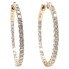 2 Carat Tw Diamond in & Out Hoop Earrings 14k Yellow Gold
