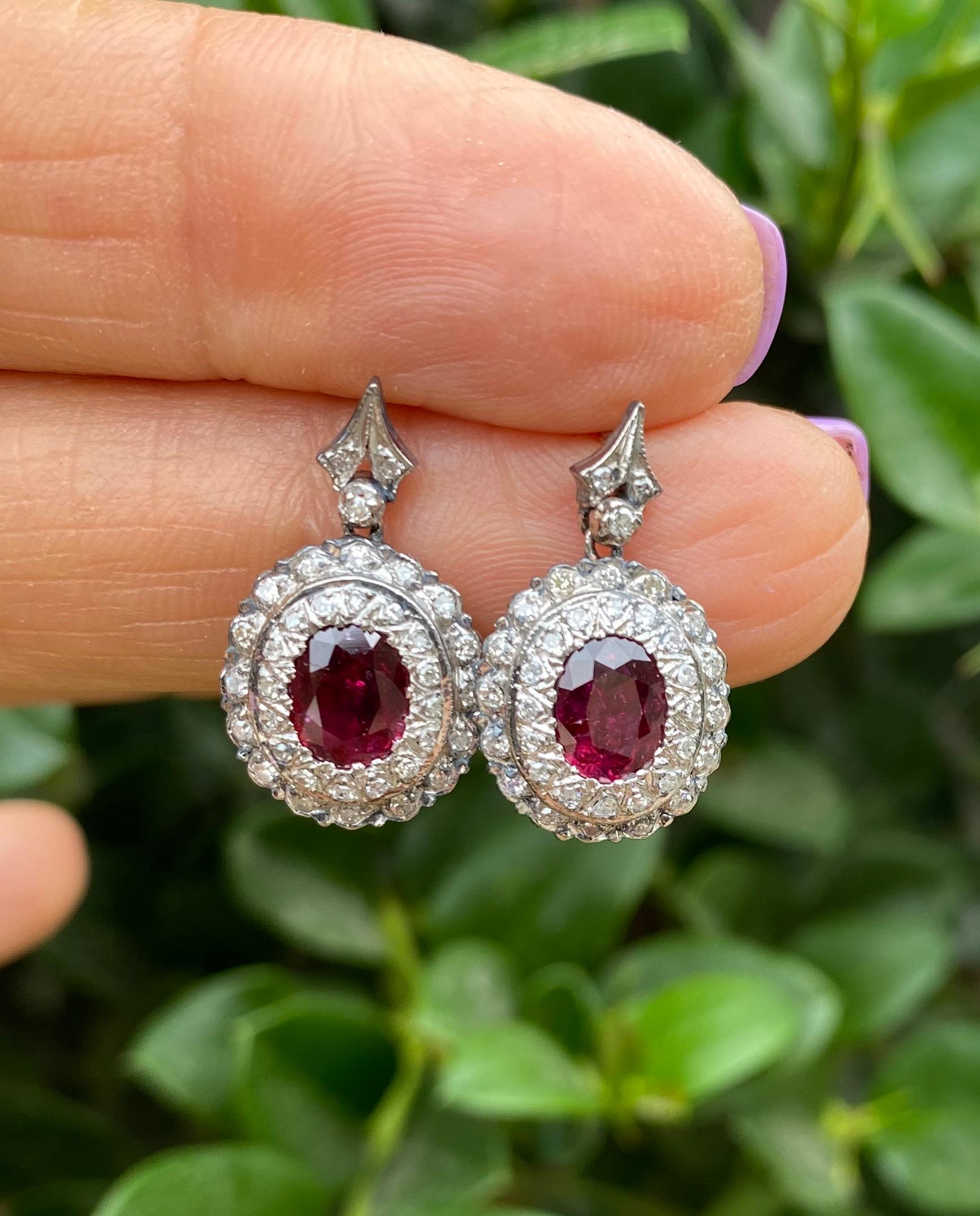ruby antique earrings