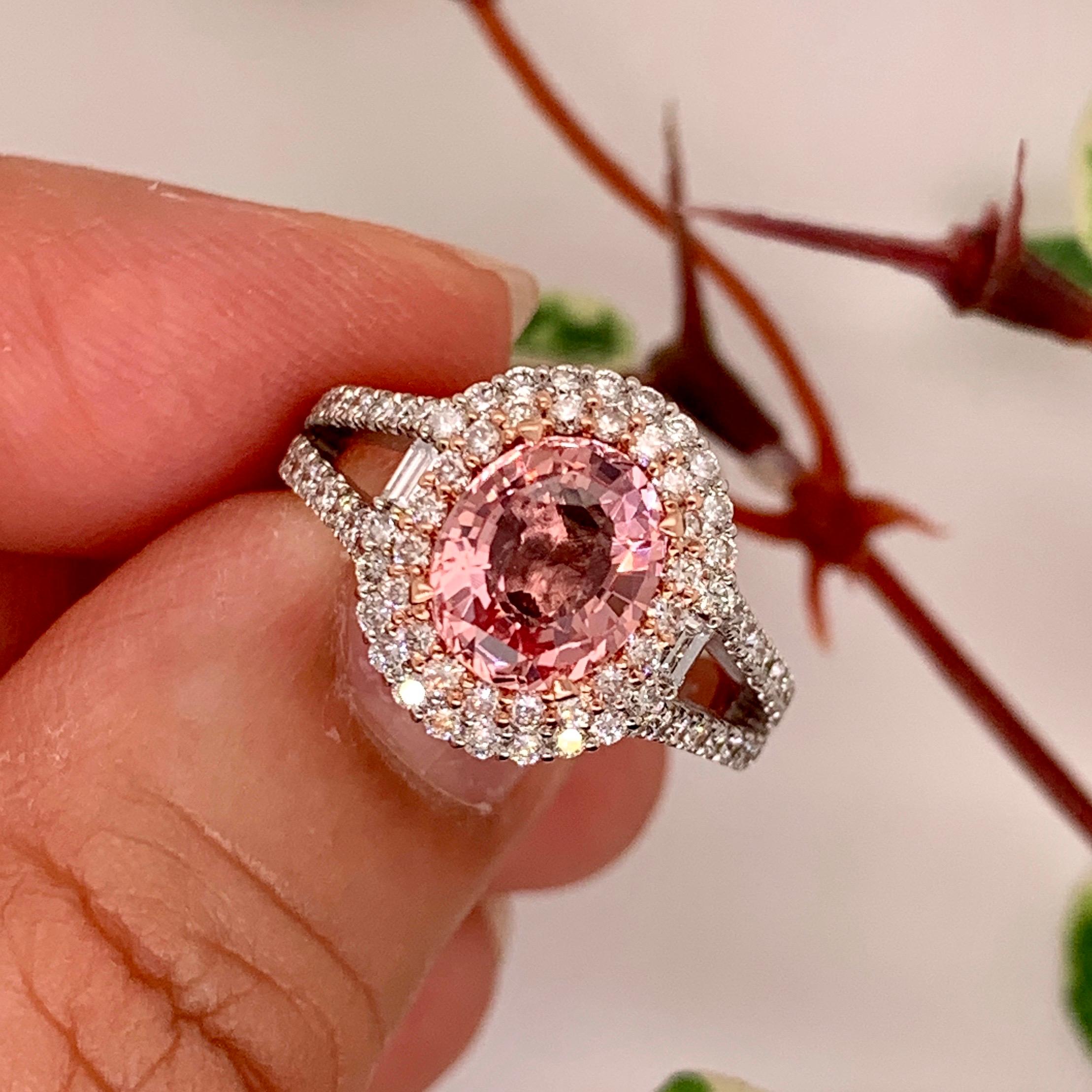 2 Karat Unerhitzter Padparadscha Saphir Diamantring 5