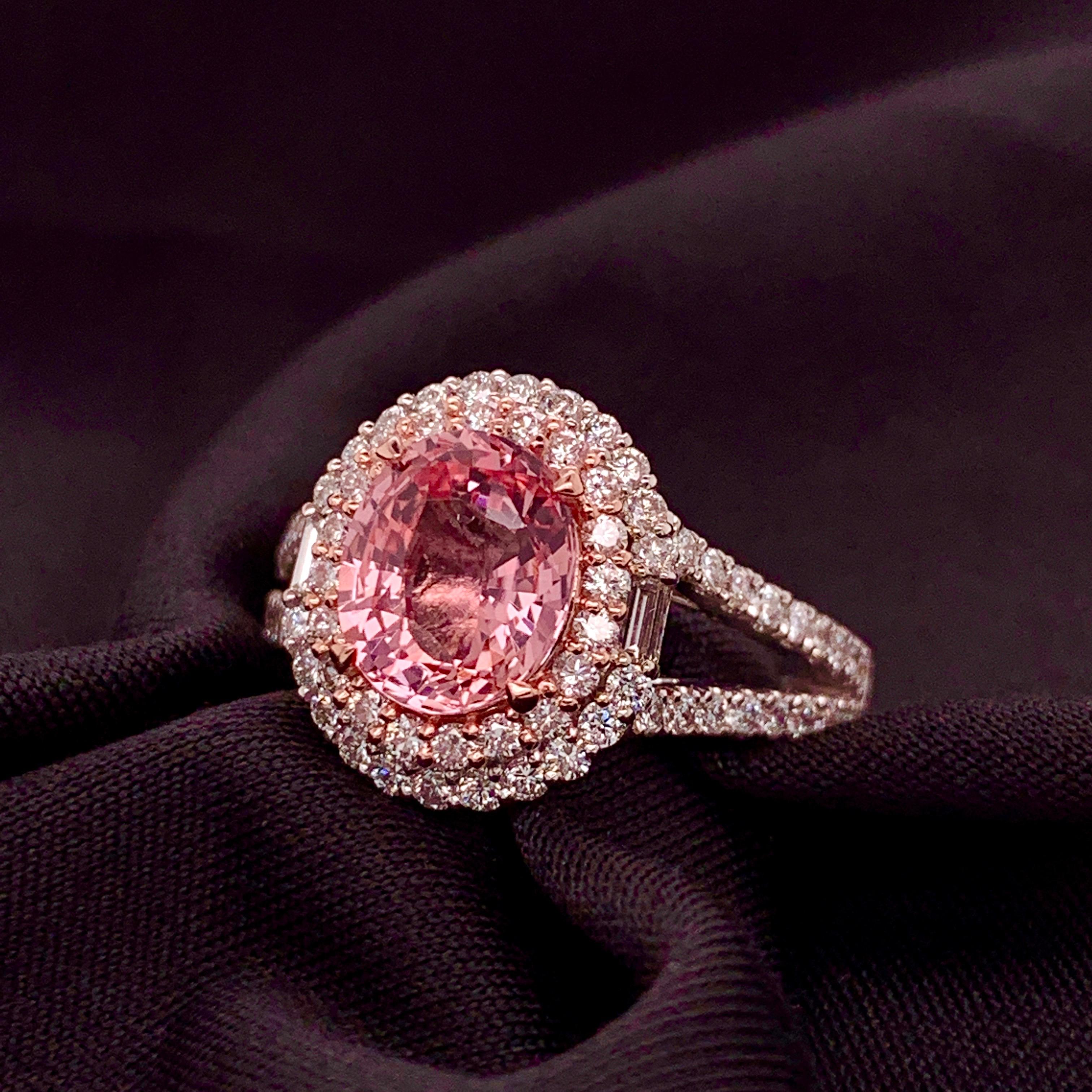 2 Karat Unerhitzter Padparadscha Saphir Diamantring 6