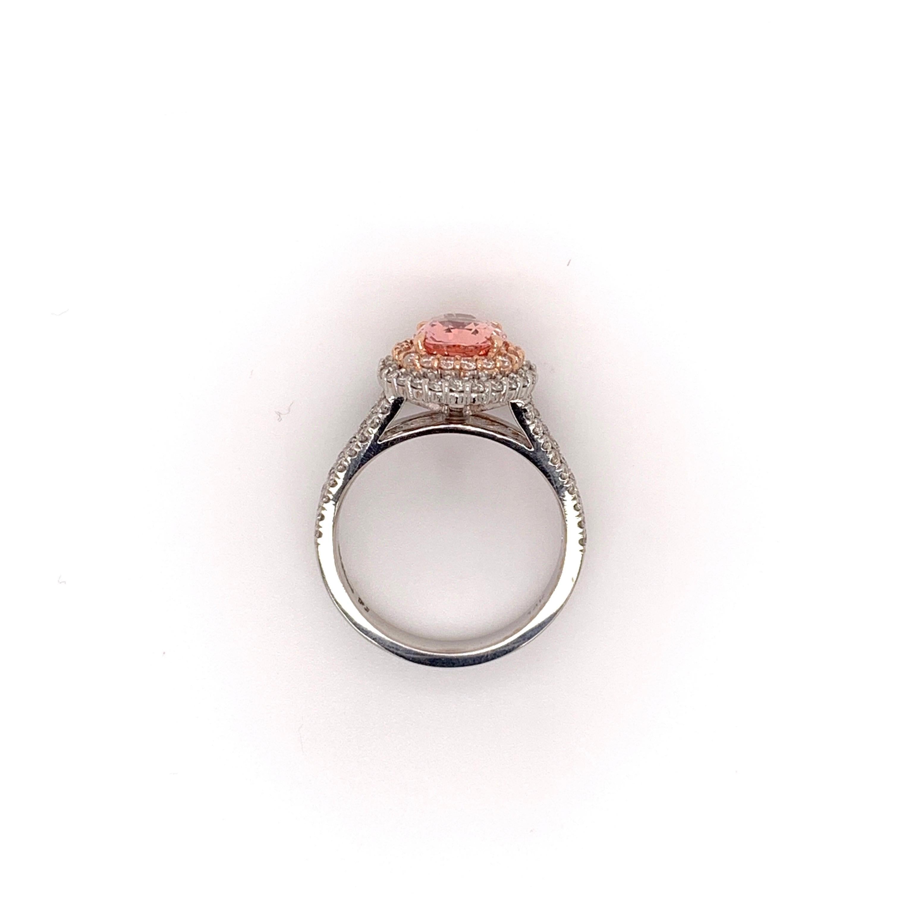 2 Karat Unerhitzter Padparadscha Saphir Diamantring 2