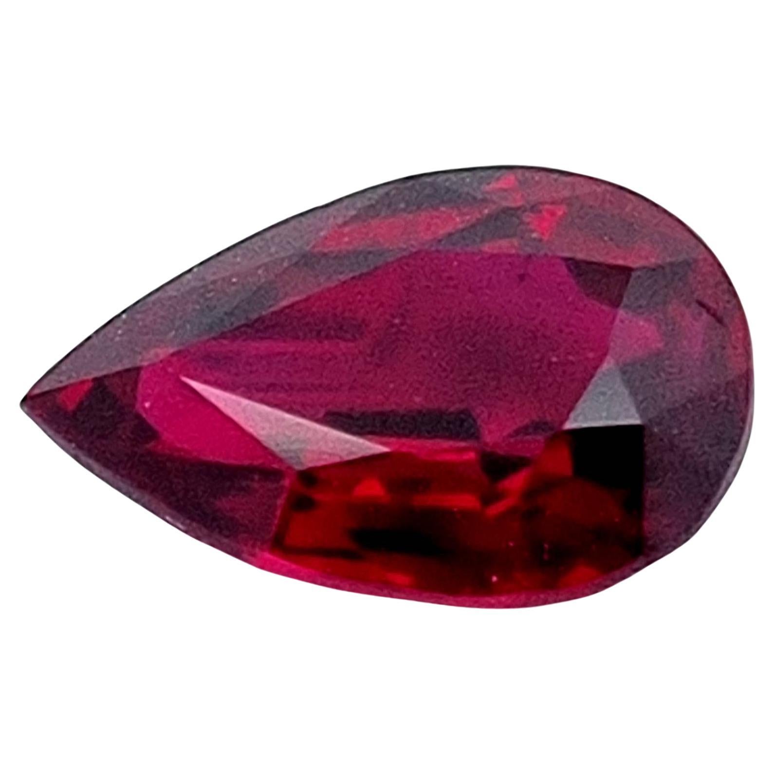 2 carat unheated pigeons blood pearshape burmese ruby For Sale