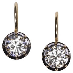 2 Carat  Victorian Style Diamond Drop Earrings