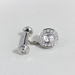 2 Carat White Diamond Cufflinks in 18 Karat White Gold