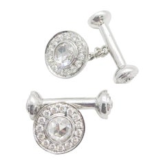 2 Carat White Diamond Cufflinks in 18 Karat White Gold