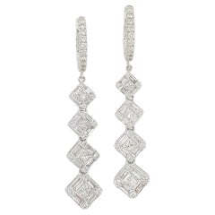 2 Carat White Diamond Dangle Earrings 