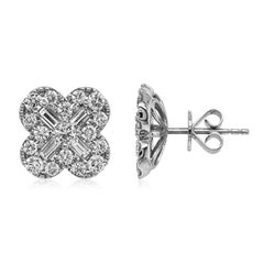 2 Carat White Diamond White Gold Earrings