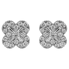 Boucles d'oreilles en or blanc avec diamant blanc de 2 carat