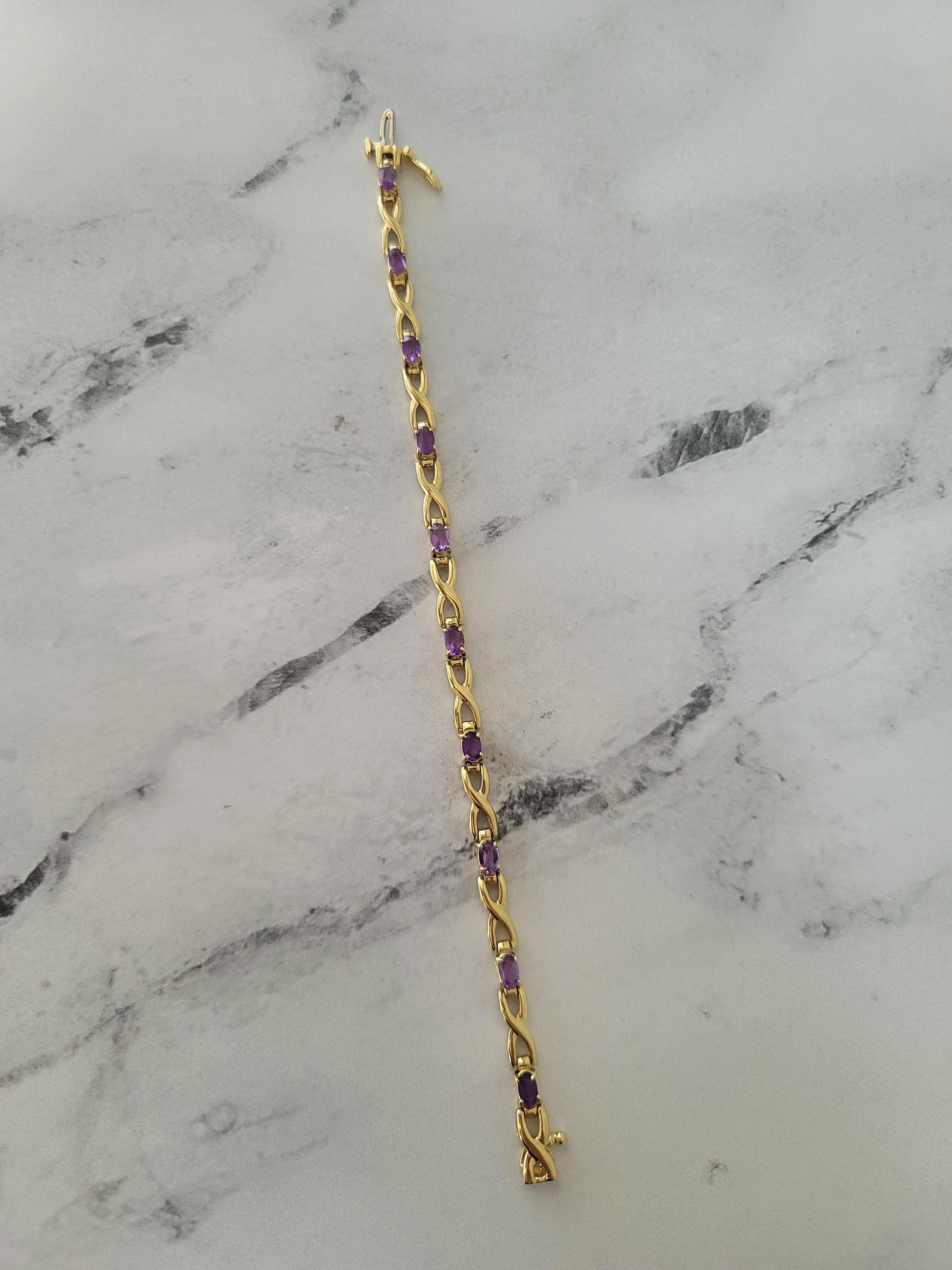 Bracelet tennis avec améthyste de style X de 2 carats Neuf - En vente à Sugar Land, TX