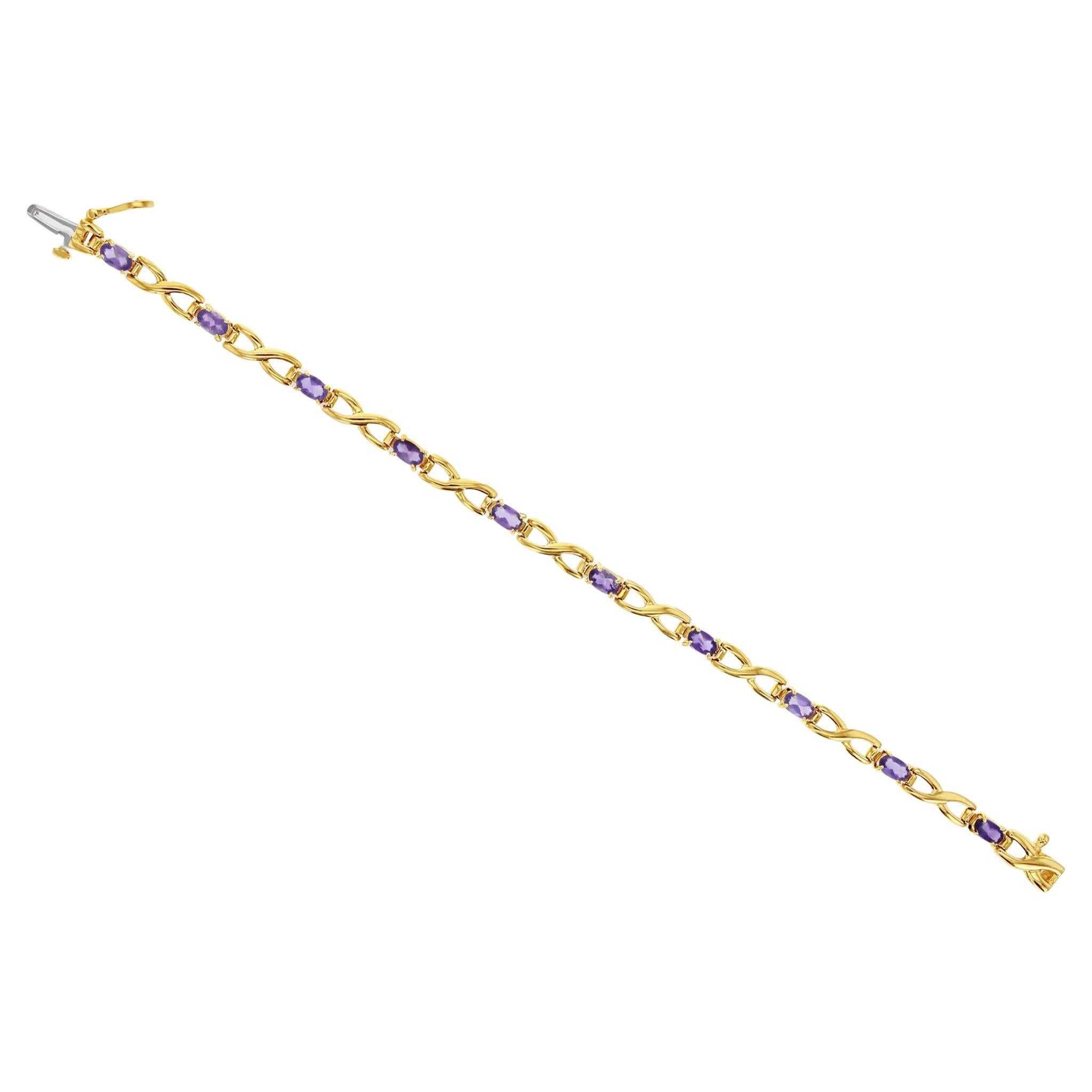 Bracelet tennis avec améthyste de style X de 2 carats en vente