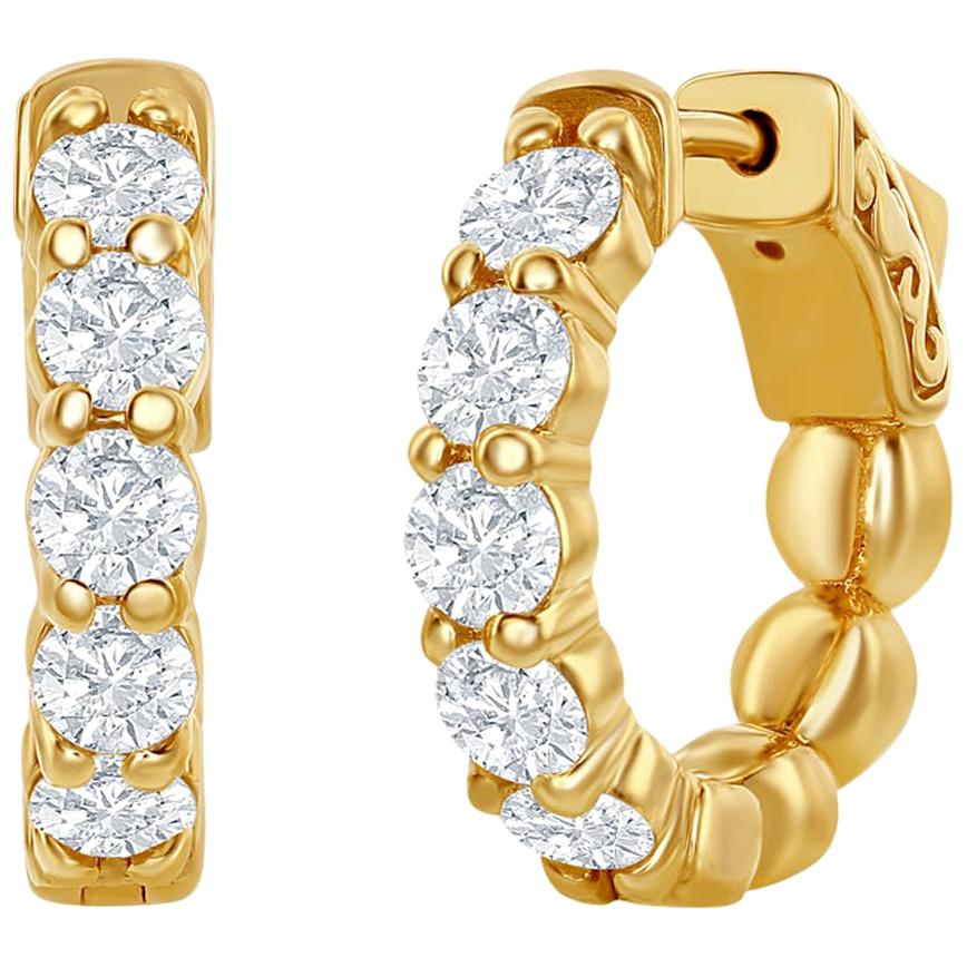 1 Carat Yellow Diamond Huggies at 1stDibs